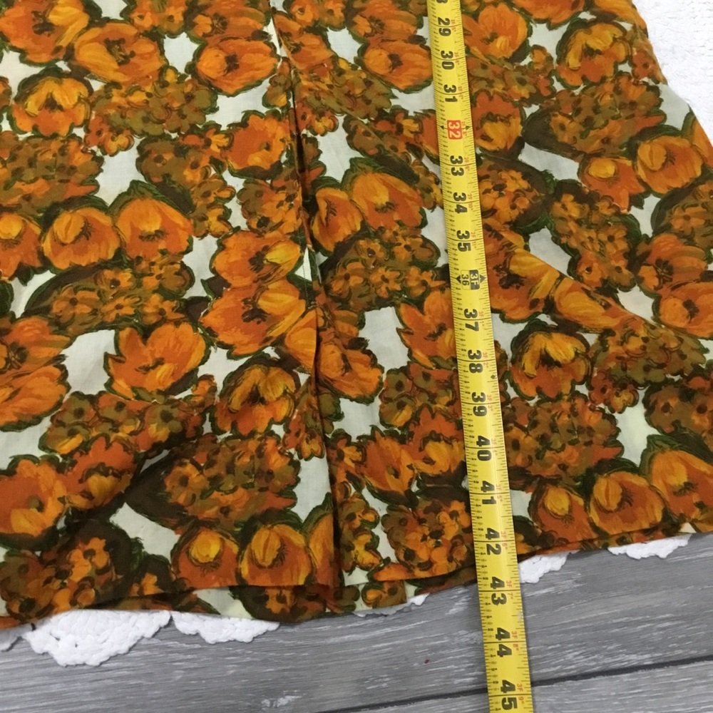 Vintage 1960s Brigitte Orange Floral Sleeveless Dress - Picture 12 of 13